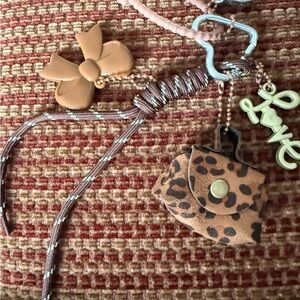 Leopard Print Mini Coin Purse purse charm keychain Brown airpod
